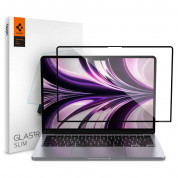 Spigen Tempered Glass GLAS.tR - висококачествено стъклено защитно покритие за целия дисплей на MacBook Air 13 M2 (2022) (черен-прозрачно)