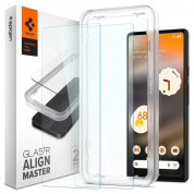Spigen Glass.Tr Align Master Tempered Glass 2 Pack - 2 броя калени стъклени защитни покрития за дисплея на Google Pixel 6A (прозрачен)