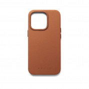 Mujjo Full Leather MagSafe Case - премиум кожен (естествена кожа) кейс с MagSafe за iPhone 14 Pro (кафяв)