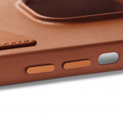 Mujjo Leather Wallet Case - премиум кожен (естествена кожа) кейс с джоб за кредитна карта за iPhone 14 Pro (кафяв) 6