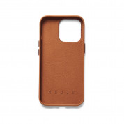 Mujjo Leather Wallet Case - премиум кожен (естествена кожа) кейс с джоб за кредитна карта за iPhone 14 Pro (кафяв) 2