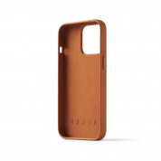 Mujjo Leather Wallet Case - премиум кожен (естествена кожа) кейс с джоб за кредитна карта за iPhone 14 Pro (кафяв) 1