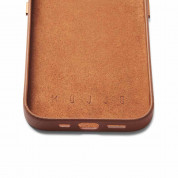 Mujjo Leather Wallet Case - премиум кожен (естествена кожа) кейс с джоб за кредитна карта за iPhone 14 Pro (кафяв) 9
