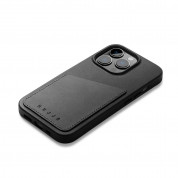 Mujjo Leather Wallet  Case - премиум кожен (естествена кожа) кейс с джоб за кредитна карта за iPhone 14 Pro (черен) 5