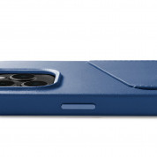 Mujjo Leather Wallet  Case - премиум кожен (естествена кожа) кейс с джоб за кредитна карта за iPhone 14 Pro (син) 8