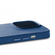 Mujjo Full Leather MagSafe Case - премиум кожен (естествена кожа) кейс с MagSafe за iPhone 14 ProMax (син) 5