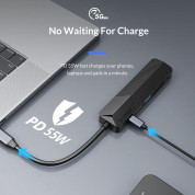 Orico USB-C 4-in-1 Hub - мултифункционален хъб за свързване на допълнителна периферия за устройства с USB-C (тъмносив) 5