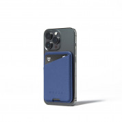 Mujjo MagWallet Leather Card Holder with MagSafe - кожен портфейл (джоб) за прикрепяне към iPhone с MagSafe (син) 2