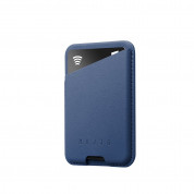 Mujjo MagWallet Leather Card Holder with MagSafe - кожен портфейл (джоб) за прикрепяне към iPhone с MagSafe (син)