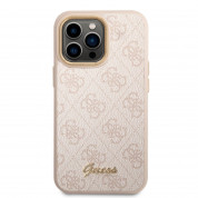 Guess 4G Metal Camera Outline Case - дизайнерски кожен кейс за iPhone 14 Pro Max (розов)