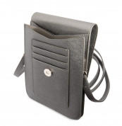 Guess Saffiano Triangle Logo Phone Bag - кожена чанта (портфейл) с презрамка (сив) 4