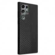 AMG Carbon Effect Leather Case - дизайнерски кожен кейс с висока защита за Samsung Galaxy S22 Ultra (черен) 5