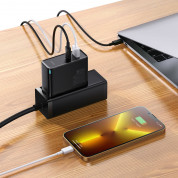 Baseus GaN 5 Pro Charger 100W (CCGP090201) - захранване за ел. мрежа за лаптопи, смартфони и таблети с USB-A и USB-C изходи с технология за бързо зареждане и USB-C кабел (черен) 6