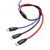Baseus Three Primary Colors 3-in-1 USB Cable (CAMLT-BSY01) - универсален USB-A кабел с Lightning, microUSB и USB-C конектори (120 см) (черен) 2