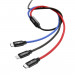 Baseus Three Primary Colors 3-in-1 USB Cable (CAMLT-BSY01) - универсален USB-A кабел с Lightning, microUSB и USB-C конектори (120 см) (черен) 3
