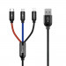 Baseus Three Primary Colors 3-in-1 USB Cable (CAMLT-BSY01) - универсален USB-A кабел с Lightning, microUSB и USB-C конектори (120 см) (черен) 1