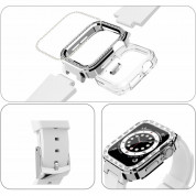 Kingxbar Starry Series Strap With Case - алуминиев кейс с кристали и вградена силикоова каишка за Apple Watch 40мм, 41мм (златист-розов) 1
