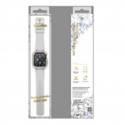 Kingxbar Starry Series Strap With Case - алуминиев кейс с кристали и вградена силикоова каишка за Apple Watch 40мм, 41мм (сребрист-бял) 7