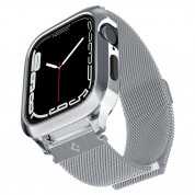 Spigen Metal Fit Pro - удароустойчив хибриден кейс със стоманена каишка за Apple Watch 8 45мм, Apple Watch 7 45мм (сребрист) 