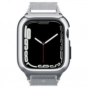 Spigen Metal Fit Pro - удароустойчив хибриден кейс със стоманена каишка за Apple Watch 8 45мм, Apple Watch 7 45мм (сребрист)  9