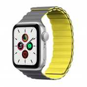 Kingxbar Silicone Magnetic Band - магнитна силиконова каишка за Apple Watch 38мм, 40мм, 41мм (сив-жълт)