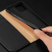 Dux Ducis Hivo Genuine Leather Flip Wallet Case - кожен калъф от естествена кожа с поставка и отделение за кр. карти за iPhone 14 Pro (черен) 15