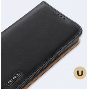 Dux Ducis Hivo Genuine Leather Flip Wallet Case - кожен калъф от естествена кожа с поставка и отделение за кр. карти за iPhone 14 Pro (черен) 14