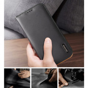 Dux Ducis Hivo Genuine Leather Flip Wallet Case - кожен калъф от естествена кожа с поставка и отделение за кр. карти за iPhone 14 Pro (черен) 7