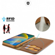 Dux Ducis Hivo Genuine Leather Flip Wallet Case - кожен калъф от естествена кожа с поставка и отделение за кр. карти за iPhone 14 Pro Max (кафяв) 4