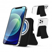 Kingxbar UltiMag ErgoFold Magnetic Kickstand Wallet - кожен портфейл (джоб) с вградена поставка за прикрепяне към iPhone с MagSafe (черен)