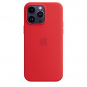 Apple iPhone Silicone Case with MagSafe - оригинален силиконов кейс за iPhone 14 Pro Max с MagSafe (червен)