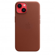 Apple iPhone Leather Case with MagSafe - оригинален кожен кейс (естествена кожа) с MagSafe за iPhone 14 Plus (кафяв) 4