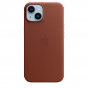 Apple iPhone Leather Case with MagSafe - оригинален кожен кейс (естествена кожа) с MagSafe за iPhone 14 Plus (кафяв) 1