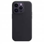 Apple iPhone Leather Case with MagSafe - оригинален кожен кейс (естествена кожа) с MagSafe за iPhone 14 Pro (черен)