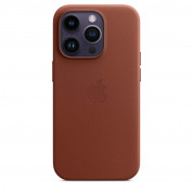 Apple iPhone Leather Case with MagSafe - оригинален кожен кейс (естествена кожа) с MagSafe за iPhone 14 Pro (кафяв)