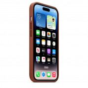 Apple iPhone Leather Case with MagSafe - оригинален кожен кейс (естествена кожа) с MagSafe за iPhone 14 Pro (кафяв) 5