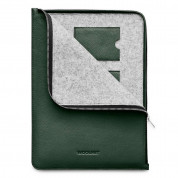 Woolnut Leather Folio Sleeve - луксозен кожен (естествена кожа) калъф с цип за MacBook Pro 14 (2021) (зелен) 3