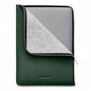 Woolnut Leather Folio Sleeve - луксозен кожен (естествена кожа) калъф с цип за MacBook Pro 14 (2021) (зелен) 1