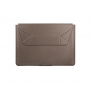 Uniq Oslo Leather Laptop Sleeve With Stand - кожен кейс с поставка за MacBook Pro 14 (2021), Macbook Pro 13 (2016-2022) и MacBook Air 13 (2018-2022) (сив)