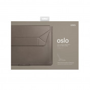 Uniq Oslo Leather Laptop Sleeve With Stand - кожен кейс с поставка за MacBook Pro 14 (2021), Macbook Pro 13 (2016-2022) и MacBook Air 13 (2018-2022) (сив) 3