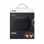 Uniq Nexo Silicone Case - силиконов (TPU) калъф и силиконови кукички за Apple AirPods Pro 2 (сив-оранжев) 3