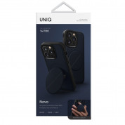 Uniq Novo Case With Foldable Stand - хибриден удароустойчив кожен кейс с поставка против изпускане за iPhone 14 Pro (син) 6