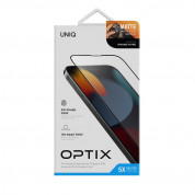 Uniq Optix Matte Full Cover Tempered Glass - матирано калено стъклено защитно покритие за дисплея на iPhone 14 Pro (черен-прозрачен) 5