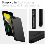 Spigen Thin Fit Case - качествен тънък матиран кейс за iPhone SE (2022), iPhone SE (2020), iPhone 8, iPhone 7 (черен) 5