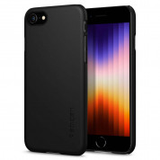 Spigen Thin Fit Case - качествен тънък матиран кейс за iPhone SE (2022), iPhone SE (2020), iPhone 8, iPhone 7 (черен)