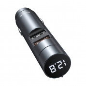 Baseus Energy Column Pro Bluetooth FM Transmitter (CDNL000014) - блутут FM трансмитер и зарядно за кола за мобилни устройства (тъмносив) 1