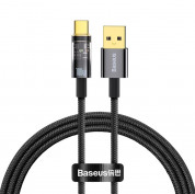 Baseus Explorer USB-A to USB-C Cable 100W (CATS000201) - здрав кабел с въжена оплетка и бързо зареждане за устройства с USB-C порт (100 см) (черен)