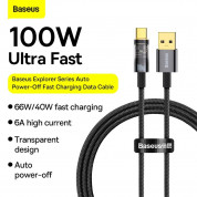 Baseus Explorer USB-A to USB-C Cable 100W (CATS000201) - здрав кабел с въжена оплетка и бързо зареждане за устройства с USB-C порт (100 см) (черен) 6