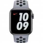 Apple Watch Nike Sport Band - оригинална силиконова каишка за Apple Watch 38мм, 40мм, 41мм (сив-черен)  2