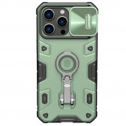 Nillkin CamShield Armor Hard Case - хибриден удароустойчив кейс с пръстен против изпускане за iPhone 14 Pro Max (зелен)